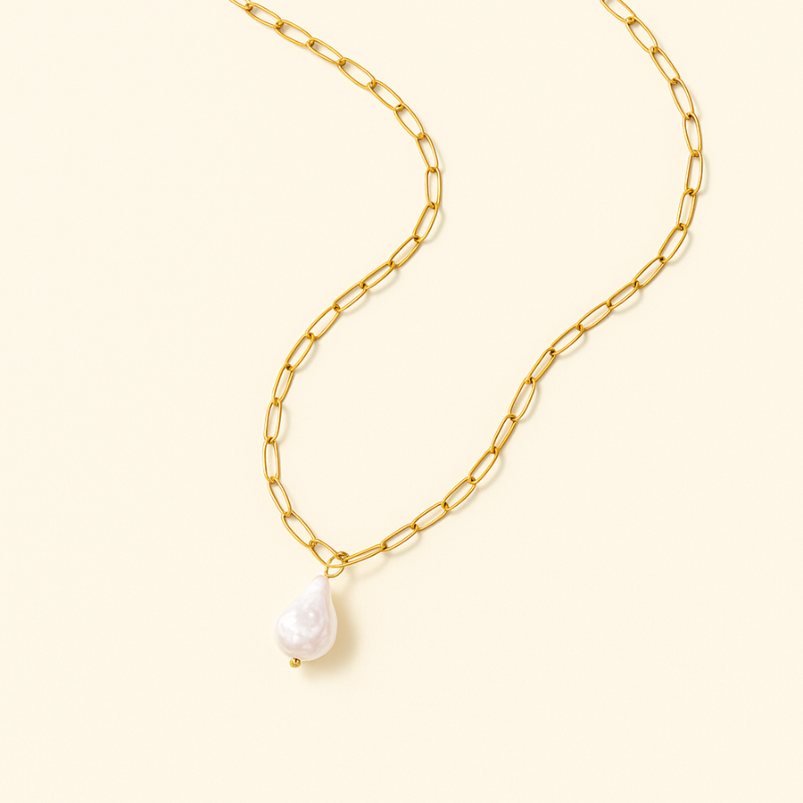 Kos Pearl Paperclip Necklace